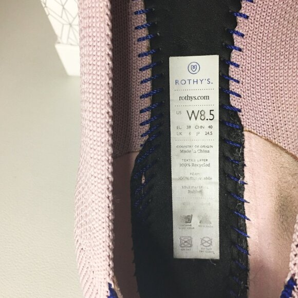 ROTHY'S "The Point II" Petal Pink Knit Fabric Slip On Ballet Flats - 8 1/2 - Picture 14 of 16